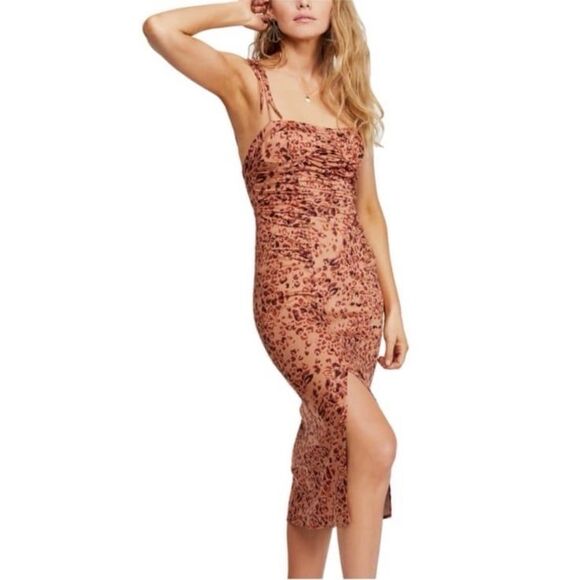 Free People Show Stopper Midi Dress in Leo Combo Size Large - Picture 7 of 12